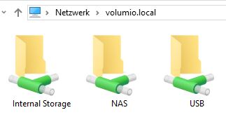 Volumio - Die angeschlossenen internen und externen Laufwerke im Windows Explorer aufrufen
